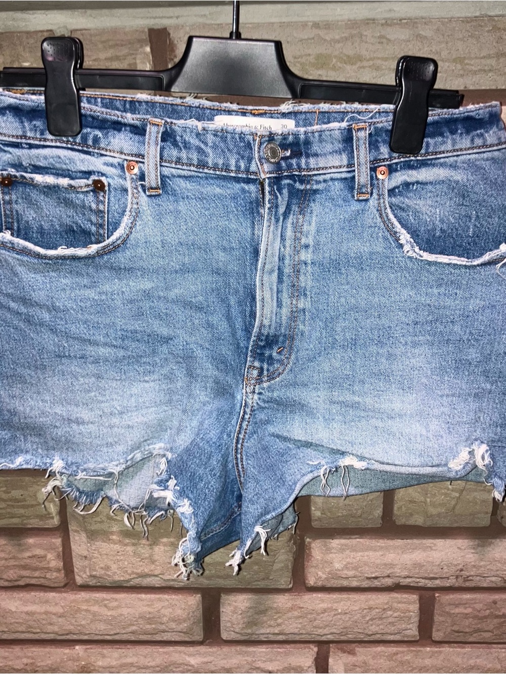 Abercrombie & Fitch Light Blue Denim Cutoff High-Rise Shorts
